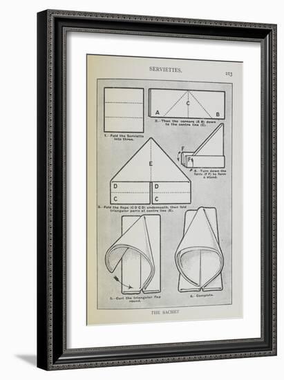 Instructions For Folding a Serviette Into the 'sachet' Shape-Isabella Beeton-Framed Giclee Print