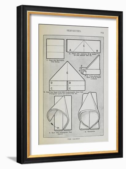 Instructions For Folding a Serviette Into the 'sachet' Shape-Isabella Beeton-Framed Giclee Print