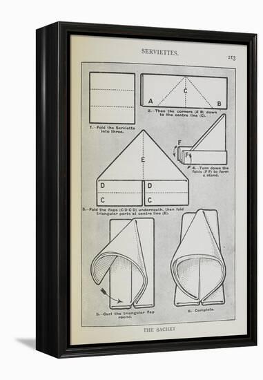 Instructions For Folding a Serviette Into the 'sachet' Shape-Isabella Beeton-Framed Premier Image Canvas
