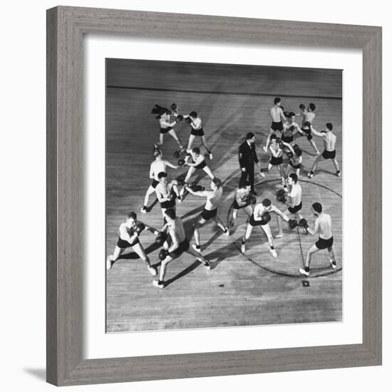 Instructor James Capriccio Coaching Boxing at Great Lakes Athletic Plant-William C^ Shrout-Framed Photographic Print