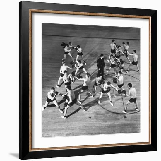 Instructor James Capriccio Coaching Boxing at Great Lakes Athletic Plant-William C^ Shrout-Framed Photographic Print