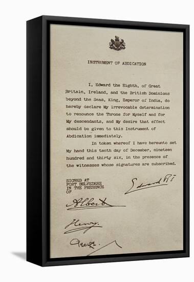 Instrument of Abdication, 10th December 1936-null-Framed Premier Image Canvas