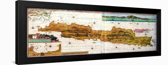 Insulae Lavae, a Large Folding Map of Java with Two Insets Both Depicting Views of Batavia Dutch-null-Framed Giclee Print