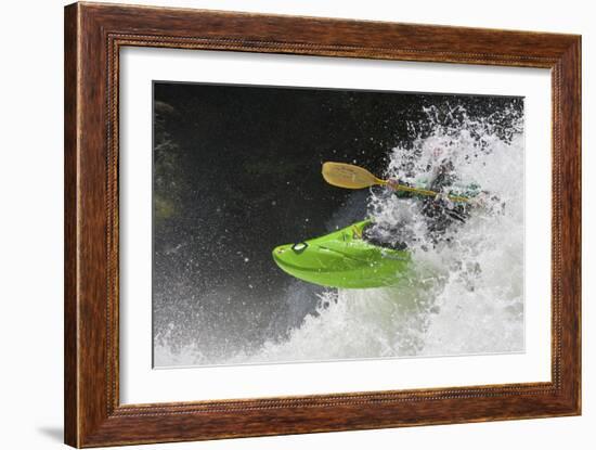 Intense Moment As A Kayaker Bursts Through A Standing Wave-Liam Doran-Framed Photographic Print