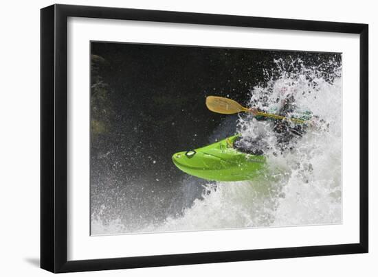 Intense Moment As A Kayaker Bursts Through A Standing Wave-Liam Doran-Framed Photographic Print