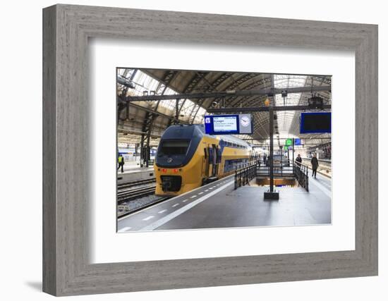 Intercity Train in a Platform at Central Station, Amsterdam, Netherlands, Europe-Amanda Hall-Framed Photographic Print