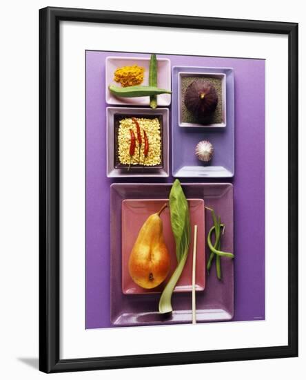 Interesting Combination of Foods on Plates-Luzia Ellert-Framed Photographic Print