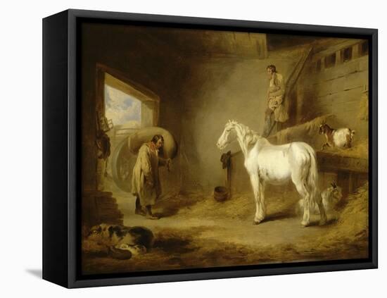 Intérieur d'étable-George Morland-Framed Premier Image Canvas