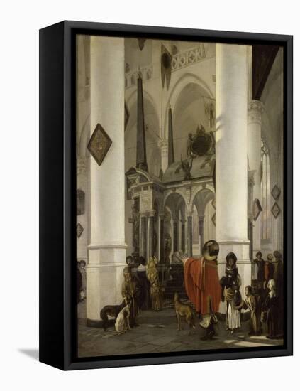 Intérieur de la Nieuwe Kerk de Delft avec le tombeau de Guillaume le Taciturne-Emanuel de Witte-Framed Premier Image Canvas