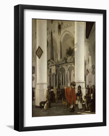 Intérieur de la Nieuwe Kerk de Delft avec le tombeau de Guillaume le Taciturne-Emanuel de Witte-Framed Giclee Print