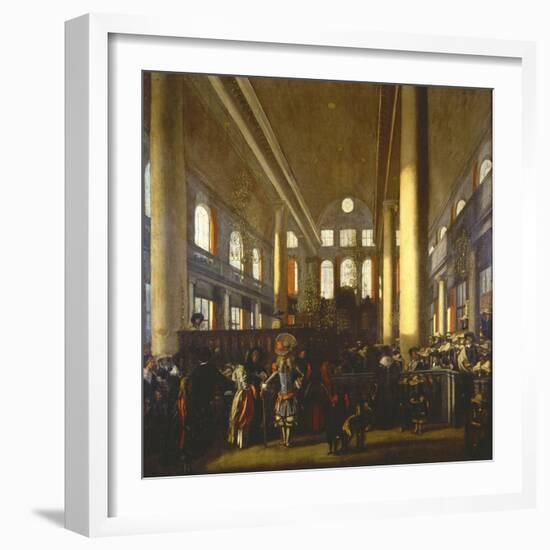 Interieur De La Synagogue Portugaise a Amsterdam - Interior of the Portuguese Synagogue in Amsterda-Emanuel de Witte-Framed Giclee Print