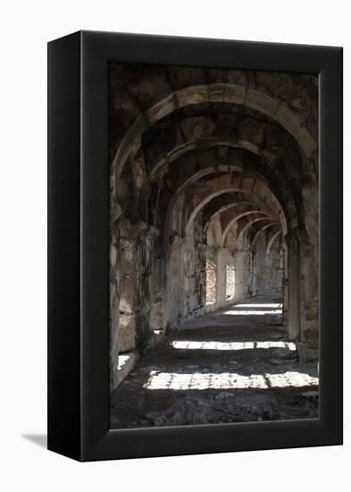 Interior Arches of Corridor at the Roman Amphitheatre, Aspendos, Turkey-Natalie Tepper-Framed Stretched Canvas