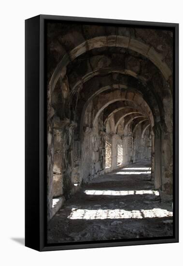 Interior Arches of Corridor at the Roman Amphitheatre, Aspendos, Turkey-Natalie Tepper-Framed Stretched Canvas