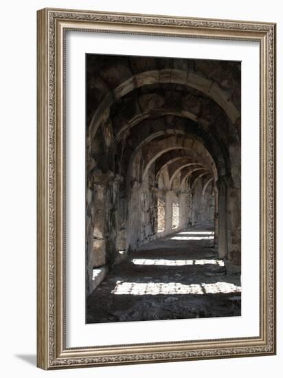 Interior Arches of Corridor at the Roman Amphitheatre, Aspendos, Turkey-Natalie Tepper-Framed Photo
