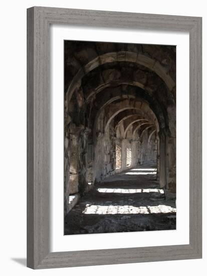 Interior Arches of Corridor at the Roman Amphitheatre, Aspendos, Turkey-Natalie Tepper-Framed Photo