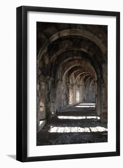 Interior Arches of Corridor at the Roman Amphitheatre, Aspendos, Turkey-Natalie Tepper-Framed Photo