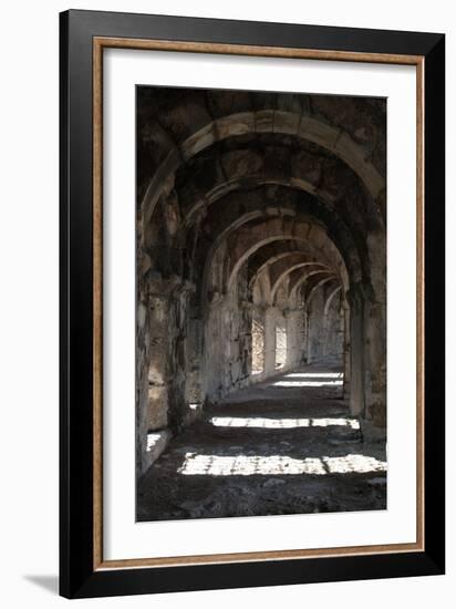 Interior Arches of Corridor at the Roman Amphitheatre, Aspendos, Turkey-Natalie Tepper-Framed Photo