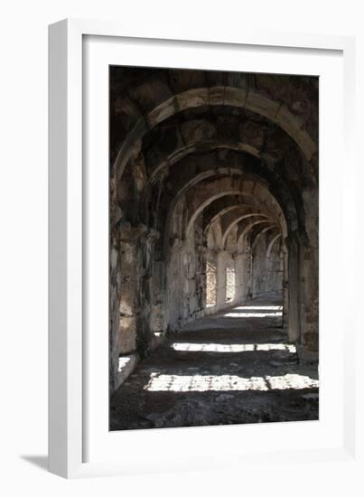 Interior Arches of Corridor at the Roman Amphitheatre, Aspendos, Turkey-Natalie Tepper-Framed Photo