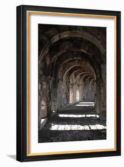 Interior Arches of Corridor at the Roman Amphitheatre, Aspendos, Turkey-Natalie Tepper-Framed Photo