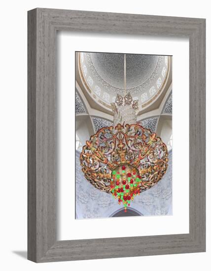 Interior Architectural Detail and Chandeliers of Prayer Hall in the Sheikh Zayed Mosque-Cahir Davitt-Framed Photographic Print