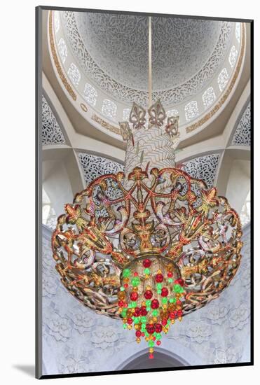 Interior Architectural Detail and Chandeliers of Prayer Hall in the Sheikh Zayed Mosque-Cahir Davitt-Mounted Photographic Print