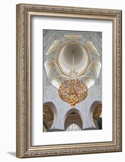 Interior Architectural Detail and Chandeliers of Prayer Hall, Sheikh Zayed Mosque-Cahir Davitt-Framed Photographic Print