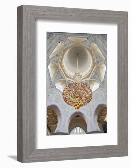 Interior Architectural Detail and Chandeliers of Prayer Hall, Sheikh Zayed Mosque-Cahir Davitt-Framed Photographic Print