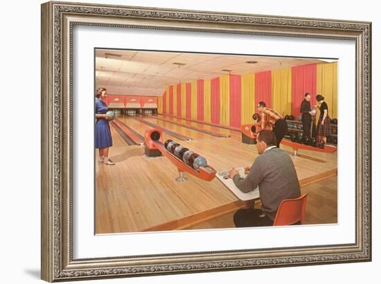 Interior, Bowling Alley, Retro-null-Framed Art Print