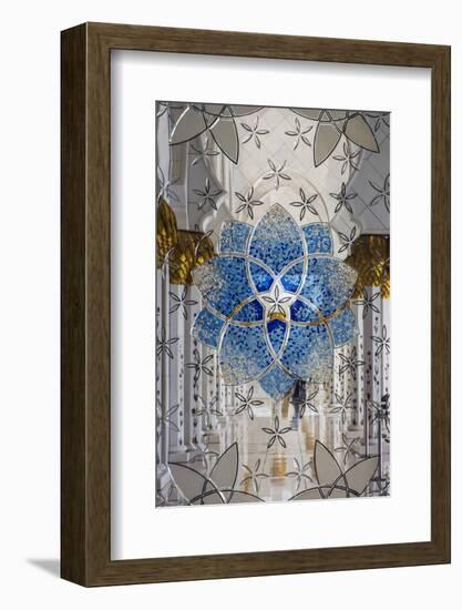 Interior decorated glass inside the Sheikh Zayed Mosque, Abu Dhabi, United Arab Emirates-Stefano Politi Markovina-Framed Photographic Print