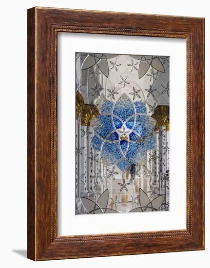 Interior decorated glass inside the Sheikh Zayed Mosque, Abu Dhabi, United Arab Emirates-Stefano Politi Markovina-Framed Photographic Print