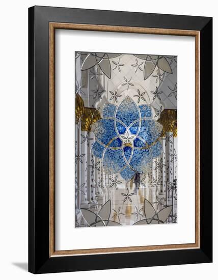 Interior decorated glass inside the Sheikh Zayed Mosque, Abu Dhabi, United Arab Emirates-Stefano Politi Markovina-Framed Photographic Print