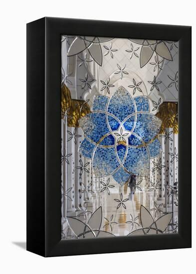 Interior decorated glass inside the Sheikh Zayed Mosque, Abu Dhabi, United Arab Emirates-Stefano Politi Markovina-Framed Premier Image Canvas