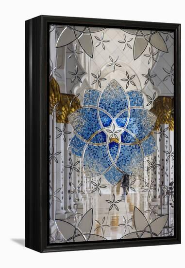 Interior decorated glass inside the Sheikh Zayed Mosque, Abu Dhabi, United Arab Emirates-Stefano Politi Markovina-Framed Premier Image Canvas