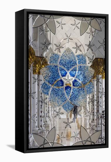 Interior decorated glass inside the Sheikh Zayed Mosque, Abu Dhabi, United Arab Emirates-Stefano Politi Markovina-Framed Premier Image Canvas