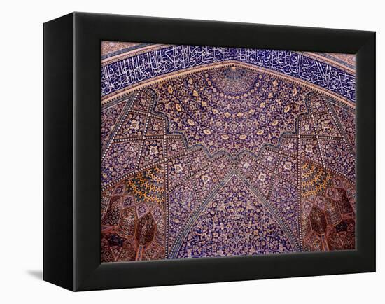 Interior Decorative Mosaic Tiling in the Chaharbach Mosque in Isfahan, Iran-null-Framed Premier Image Canvas