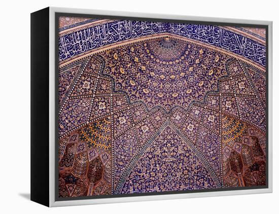 Interior Decorative Mosaic Tiling in the Chaharbach Mosque in Isfahan, Iran-null-Framed Premier Image Canvas