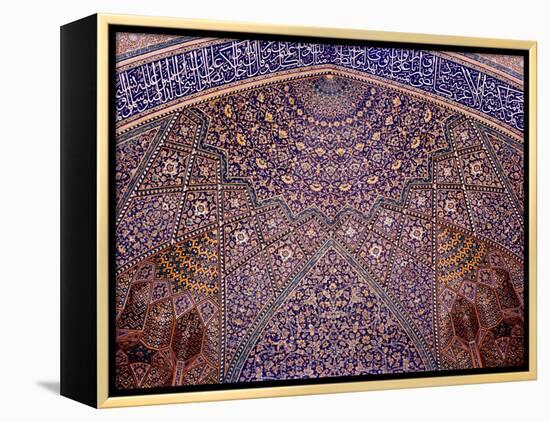 Interior Decorative Mosaic Tiling in the Chaharbach Mosque in Isfahan, Iran-null-Framed Premier Image Canvas