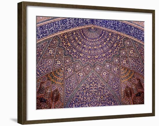 Interior Decorative Mosaic Tiling in the Chaharbach Mosque in Isfahan, Iran-null-Framed Photographic Print