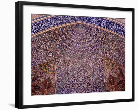 Interior Decorative Mosaic Tiling in the Chaharbach Mosque in Isfahan, Iran-null-Framed Photographic Print