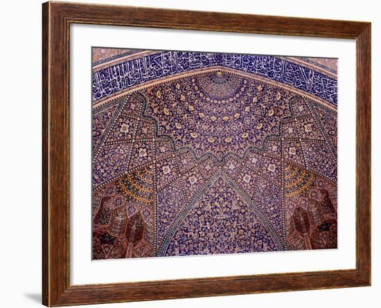 Interior Decorative Mosaic Tiling in the Chaharbach Mosque in Isfahan, Iran-null-Framed Photographic Print