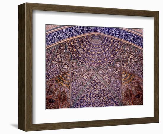 Interior Decorative Mosaic Tiling in the Chaharbach Mosque in Isfahan, Iran-null-Framed Photographic Print