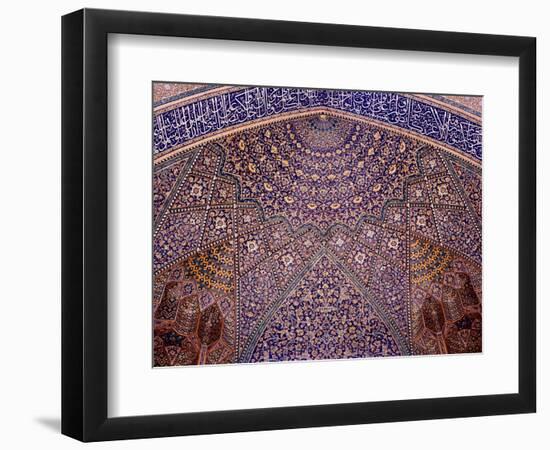 Interior Decorative Mosaic Tiling in the Chaharbach Mosque in Isfahan, Iran-null-Framed Photographic Print