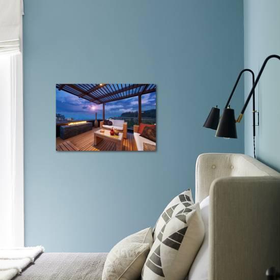 Interior Design Beautiful Modern Terrace Lounge With Pergola At Sunset Photographic Print By Santiago Cornejo Art Com