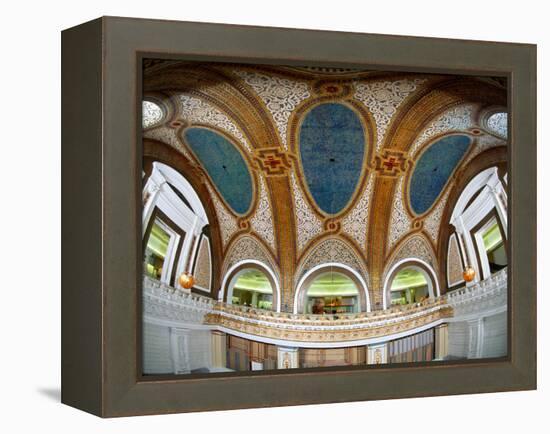 Interior Detail of Tiffany Dome, Marshall Field and Company Building, Chicago, Illinois, USA-null-Framed Premier Image Canvas