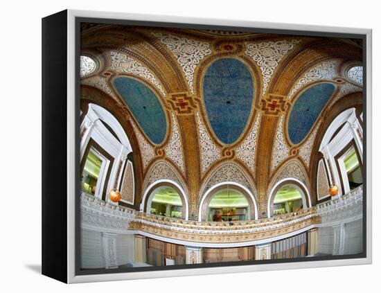 Interior Detail of Tiffany Dome, Marshall Field and Company Building, Chicago, Illinois, USA-null-Framed Premier Image Canvas