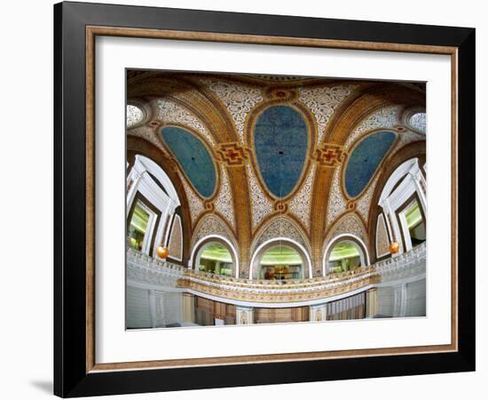 Interior Detail of Tiffany Dome, Marshall Field and Company Building, Chicago, Illinois, USA-null-Framed Photographic Print