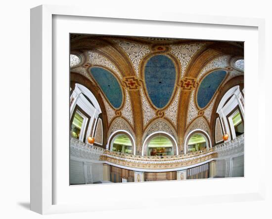 Interior Detail of Tiffany Dome, Marshall Field and Company Building, Chicago, Illinois, USA-null-Framed Photographic Print