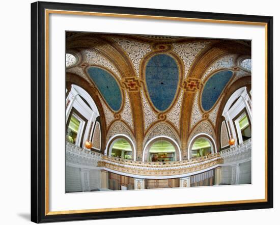 Interior Detail of Tiffany Dome, Marshall Field and Company Building, Chicago, Illinois, USA-null-Framed Photographic Print