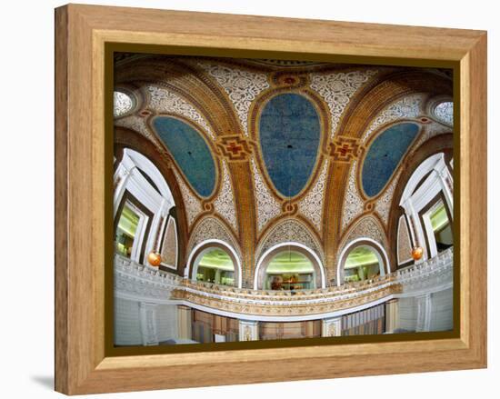 Interior Detail of Tiffany Dome, Marshall Field and Company Building, Chicago, Illinois, USA-null-Framed Premier Image Canvas