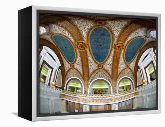 Interior Detail of Tiffany Dome, Marshall Field and Company Building, Chicago, Illinois, USA-null-Framed Premier Image Canvas